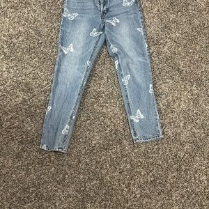 Women's Blue Butterfly Print Jeans
